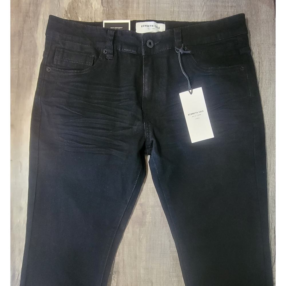 Kenneth Cole New York Mens Cole Slim Fit Jeans Alec Black 32x30 KU9A18ALEF7
